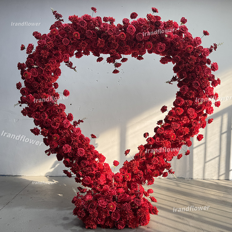 Wedding Arch Flower - 赤いハート型のアーチ状造花、卒業式、母の日、イースター、クリスマス、新年、ハロウィン、結婚式の装飾に