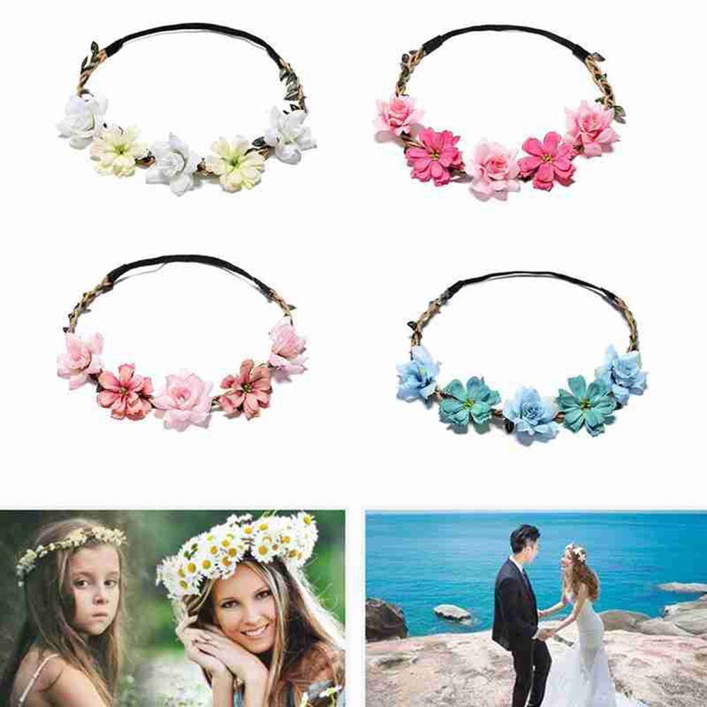 花の花輪ガール新しいヘアフラワーヘッドバンドガーランドヘッド - Wedding Arch Flower のレビューと価格