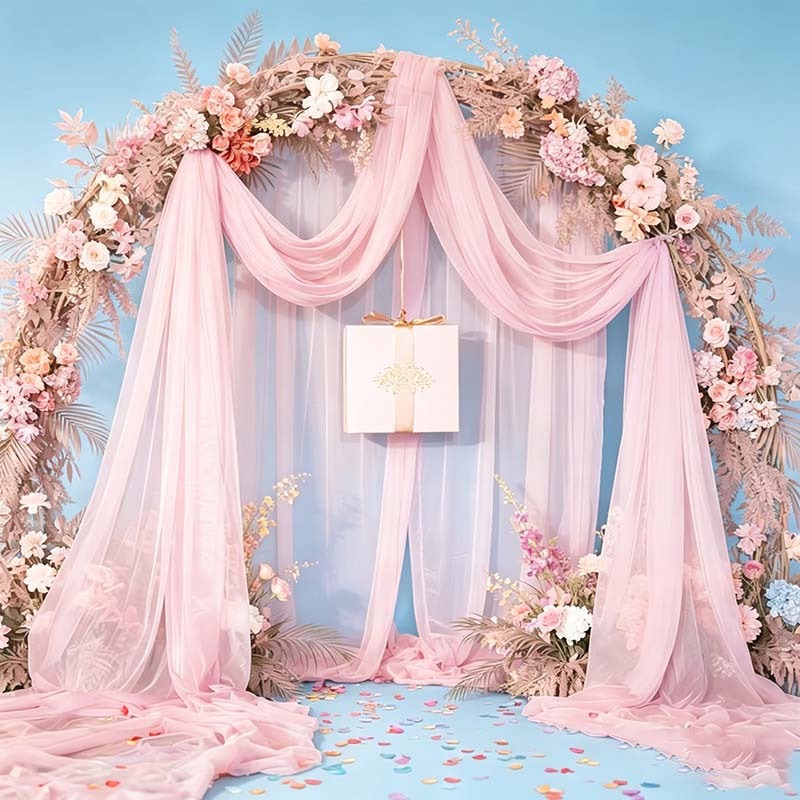 ソフトミストライトピンクドレープチュール生地ロール、フレンチ - Wedding Balloon Arch のレビューと価格