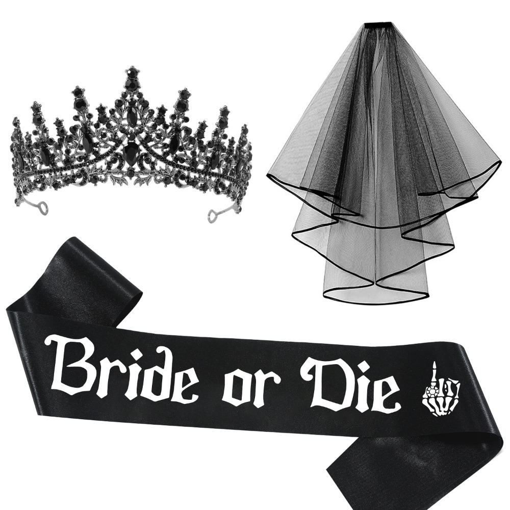 3個セット ゴシック調 ブラック ブライダルアクセサリー 花 - Bride Tribe Sash のレビューと価格