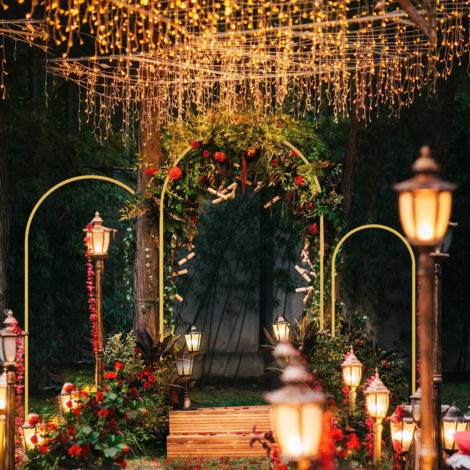 1pc ゴールドメタルアーチ背景スタンドアーチフレームバルー - Wedding Balloon Arch のレビューと価格