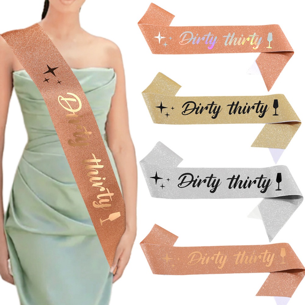 Dirty Thirty サッシュ グリッターサテン Dir - Bride Tribe Sash のレビューと価格