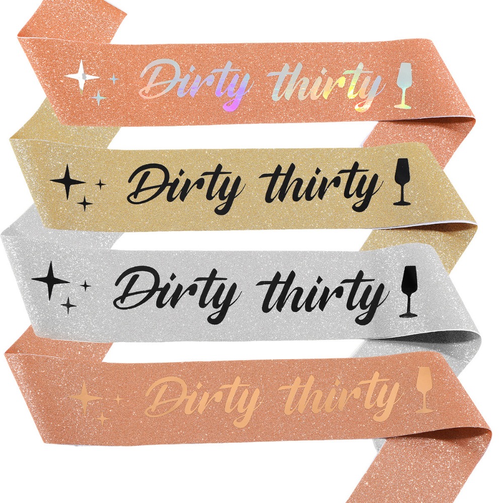 Dirty Thirty サッシュ グリッターサテン Dir - Bride Tribe Sash のレビューと価格