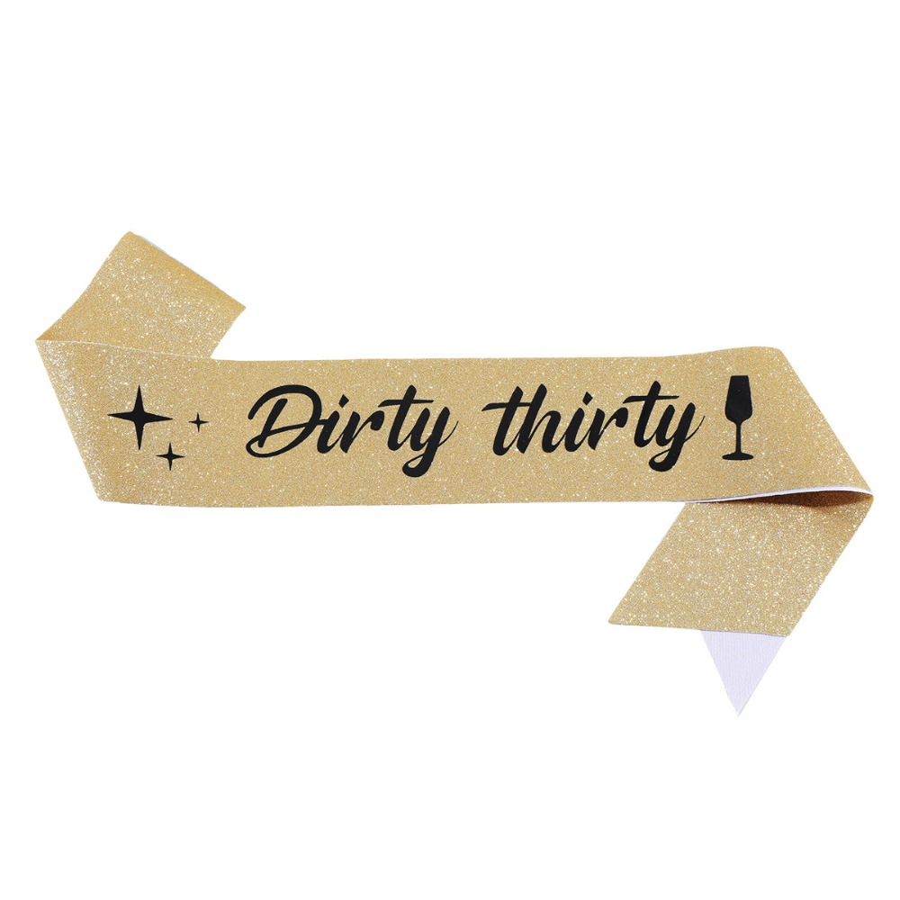 Dirty Thirty サッシュ グリッターサテン Dir - Bride Tribe Sash のレビューと価格