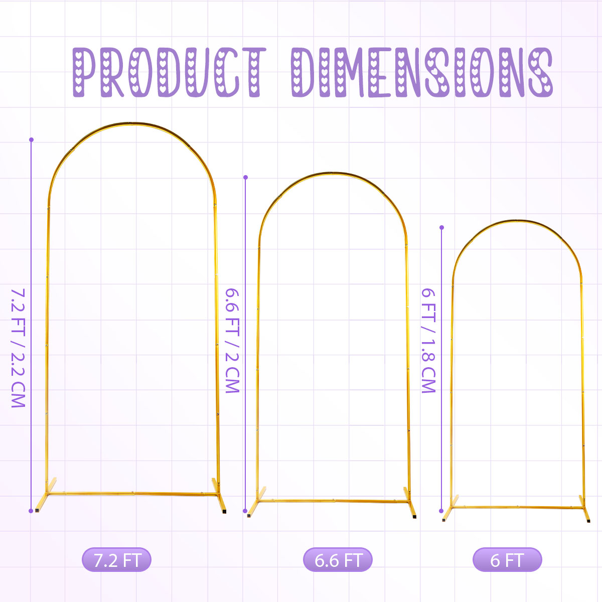3パック ゴールデンメタルアーチキット、調節可能＆ポータブル - Wedding Balloon Arch のレビューと価格